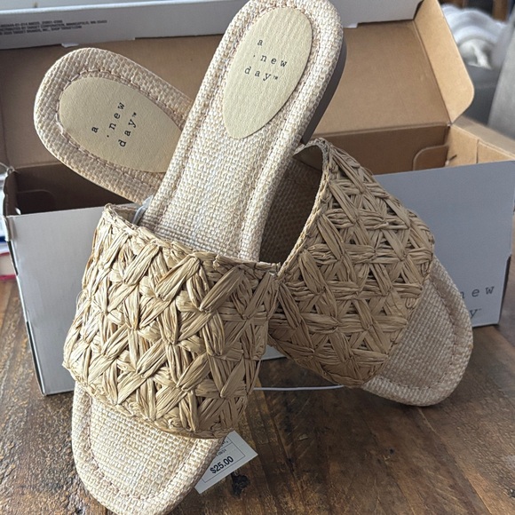 a new day Shoes - A New Day Beige Woven Slide Sandals nwt summer perfection